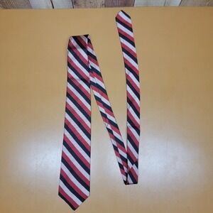 Bronzini Mens Necktie Red White Black Striped Silk Charleston WV Schwab & Ma